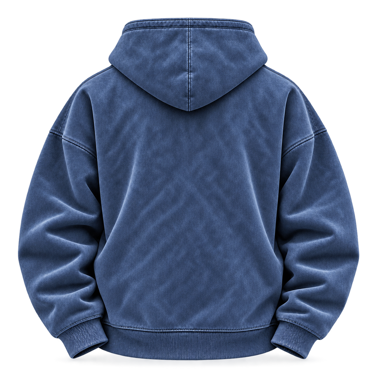 Dark Blue Washed Half-Zip Oversized Hoodie back view