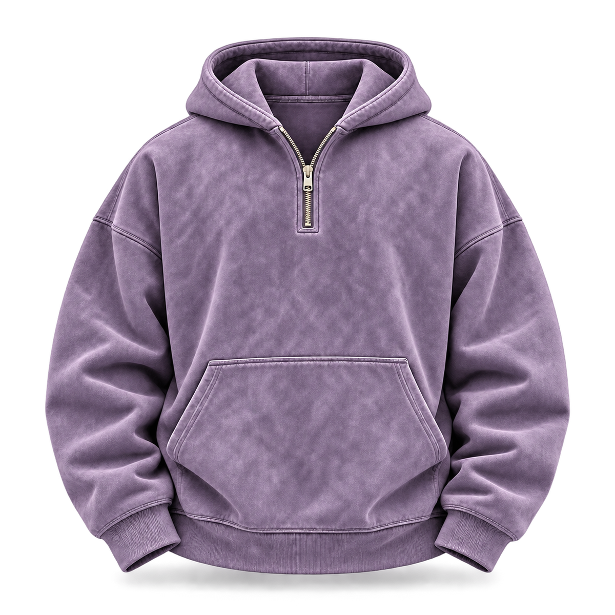 Purple Washed Half-Zip Oversized Hoodie front view