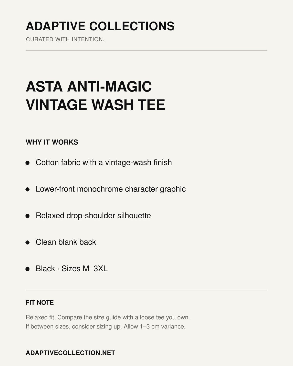 Asta Anti-Magic Vintage Wash Graphic Tee — features and fit