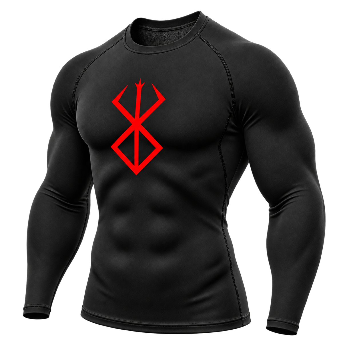 Black — Red Rune — three-quarter front — Berserk Compression Long-Sleeve