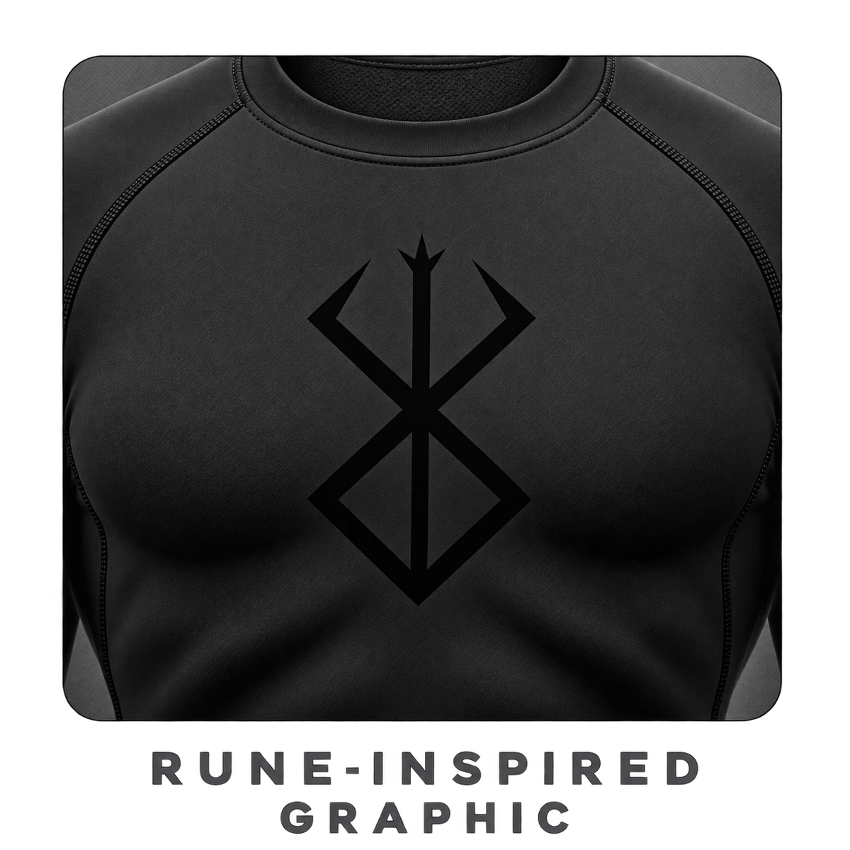 Black — Tonal Rune — rune graphic detail — Berserk Compression Long-Sleeve