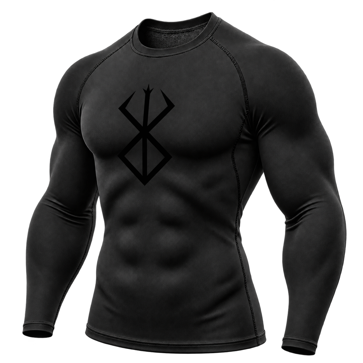 Black — Tonal Rune — three-quarter front — Berserk Compression Long-Sleeve