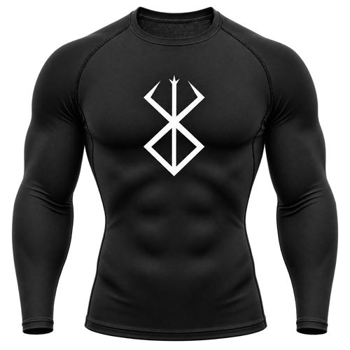 Black — White Rune — front — Berserk Compression Long-Sleeve