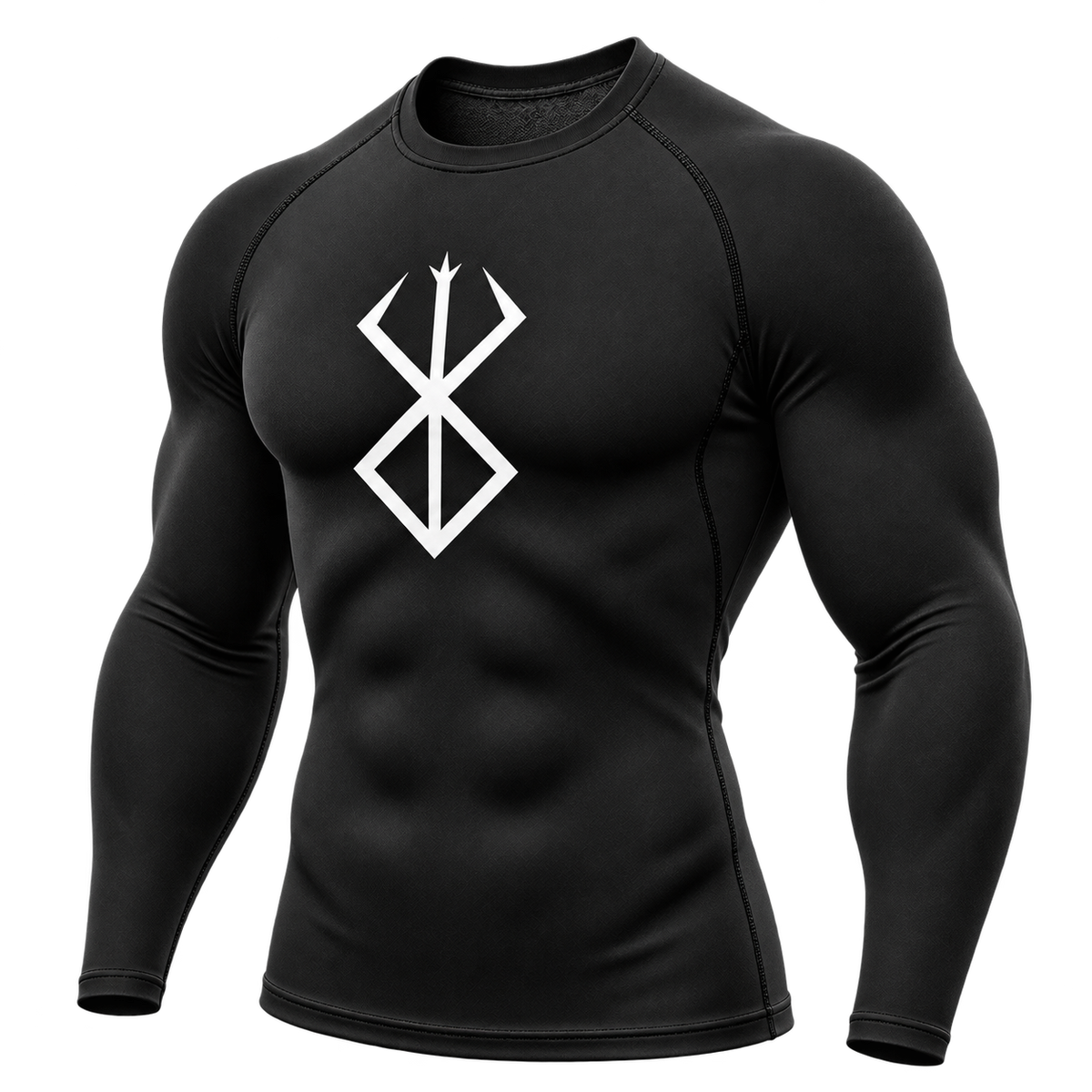 Black — White Rune — three-quarter front — Berserk Compression Long-Sleeve