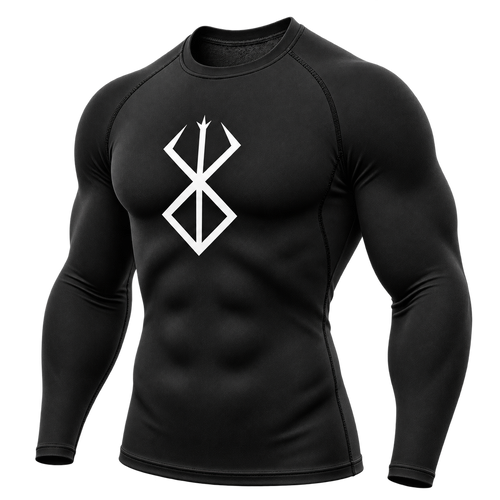 Black — White Rune — three-quarter front — Berserk Compression Long-Sleeve