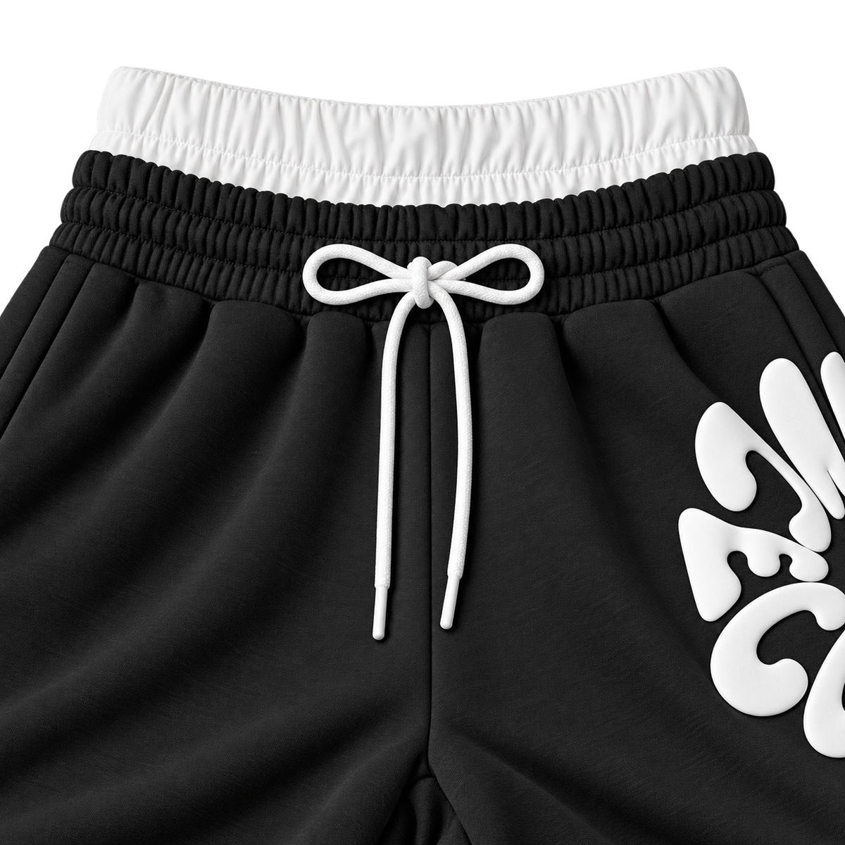 Black White Graphic Bold Letter Graphic Straight-Leg Pants - Hip Graphic Detail