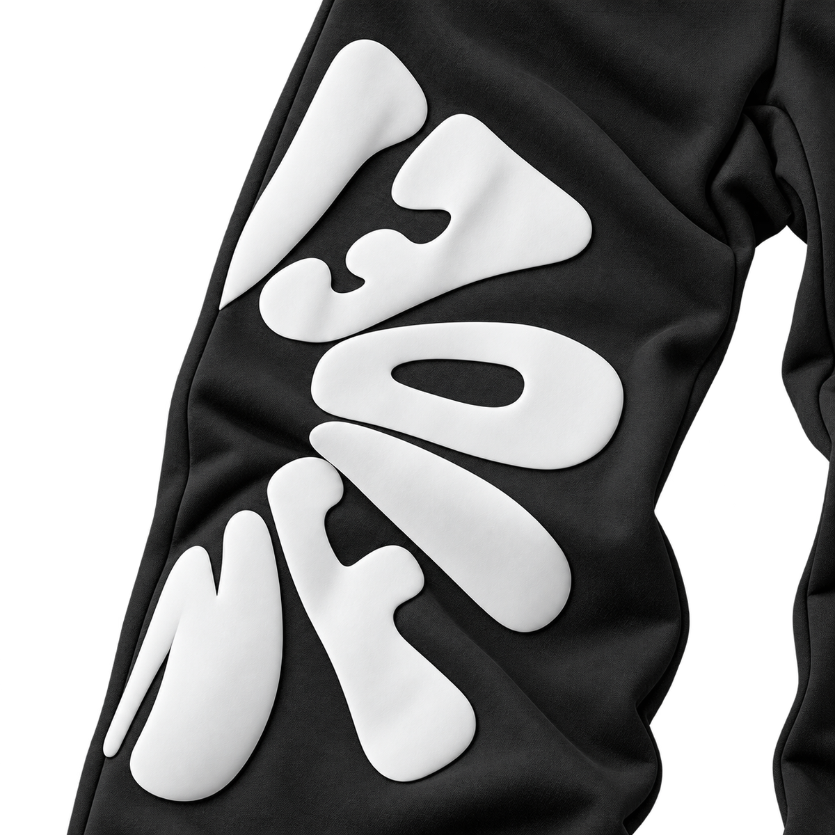 Black White Graphic Bold Letter Graphic Straight-Leg Pants - Leg Graphic Detail