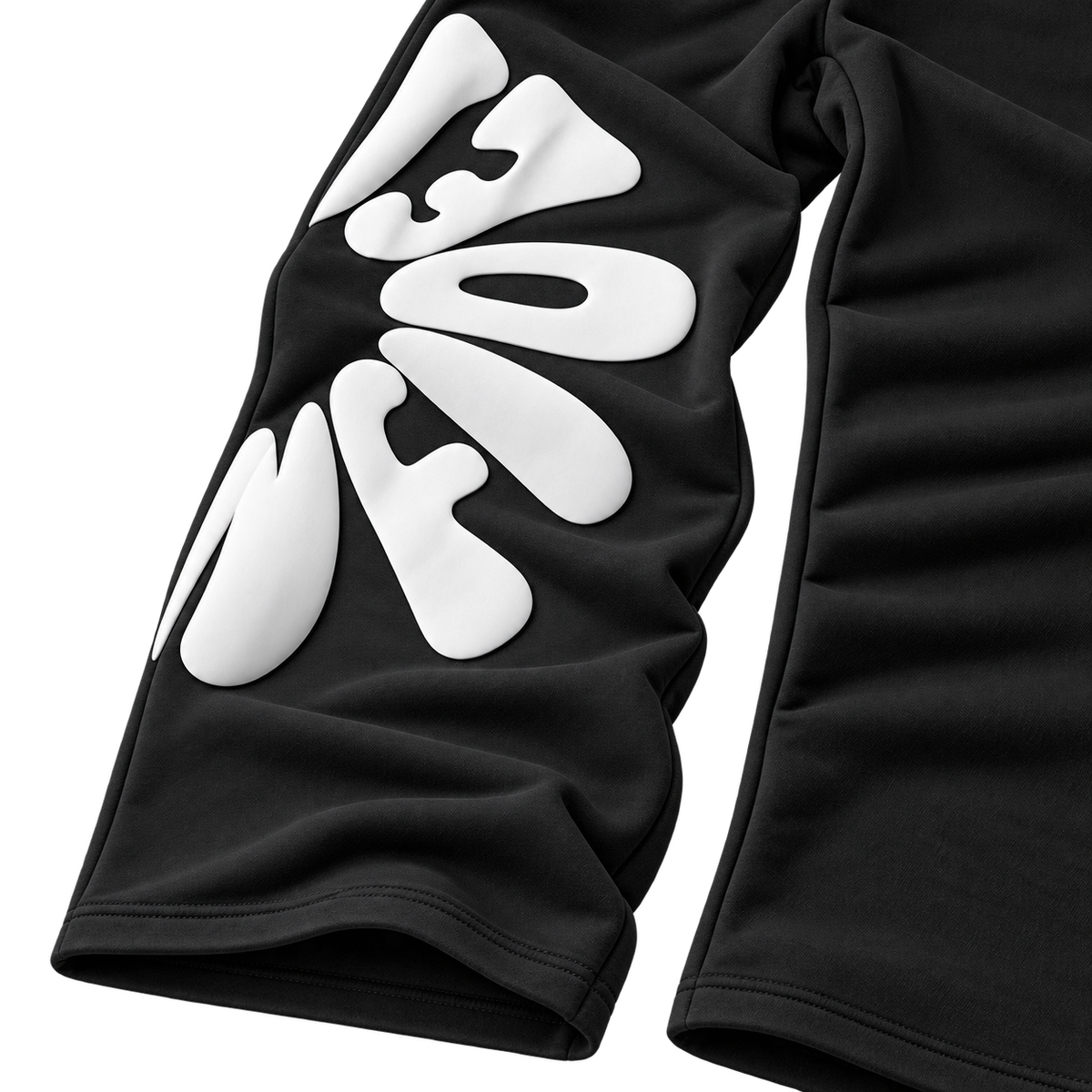 Black White Graphic Bold Letter Graphic Straight-Leg Pants - Lower Leg Detail