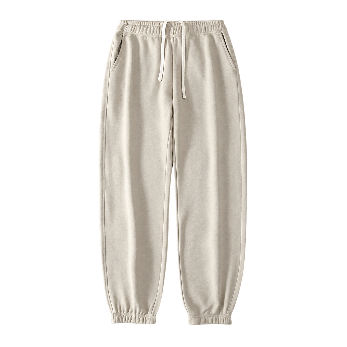 Everyday Terry Track Pants in Beige Gray, tapered fit