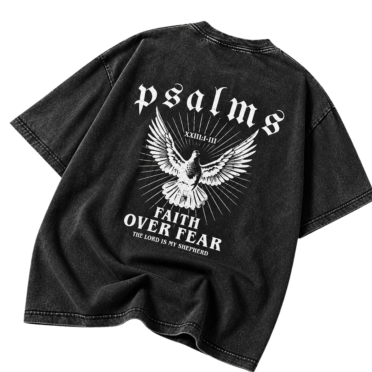 Black — angled back — Faith Over Fear Graphic Tee with main graphic