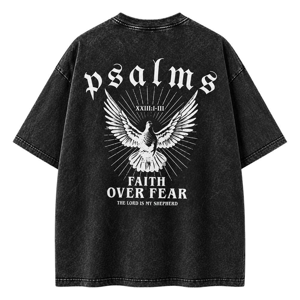 Black — back hero — Faith Over Fear Graphic Tee with Psalms dove graphic