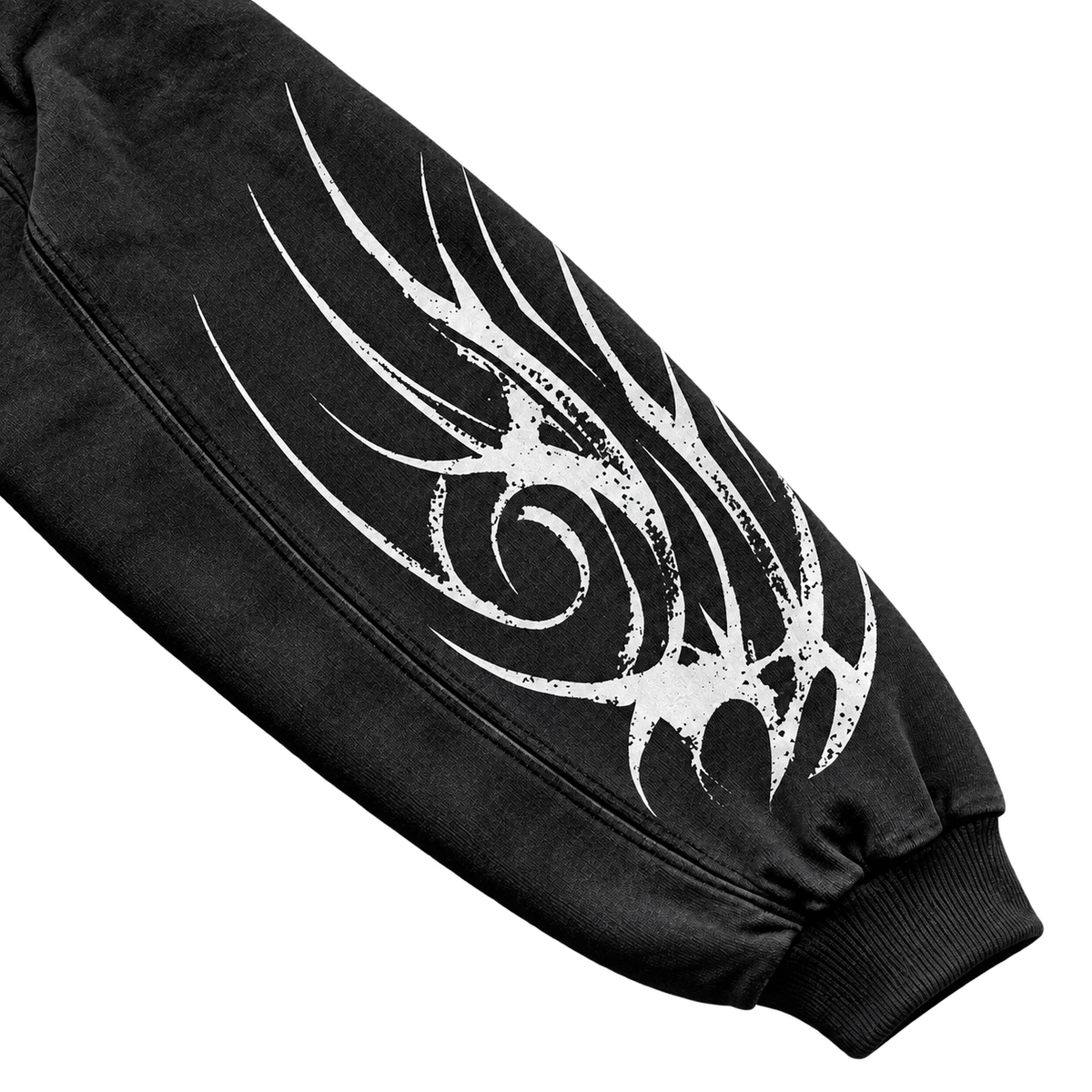 Metal Washed Zip Hoodie - Black - Sleeve Detail