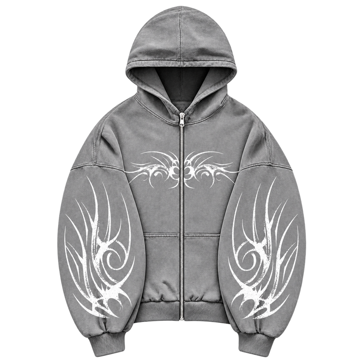 Metal Washed Zip Hoodie - Washed Gray - Alternate Front