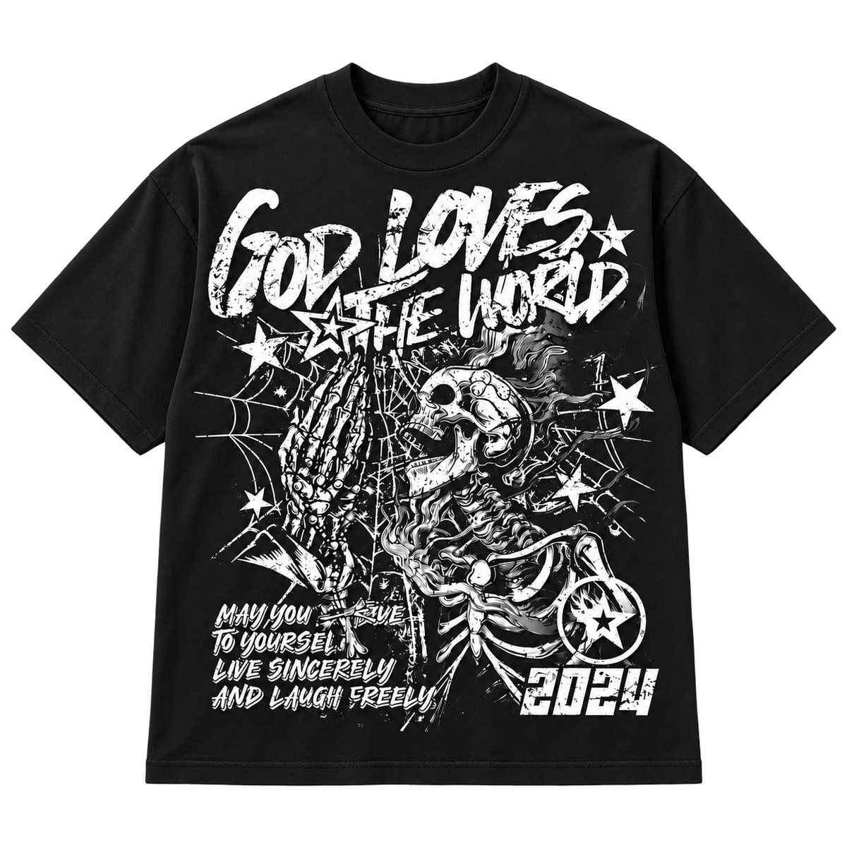 Black — front hero — Punk Rock Retro Oversized Graphic Tee