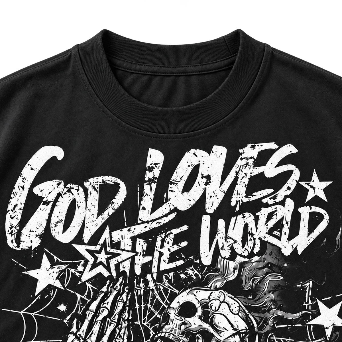 Black — upper graphic detail — Punk Rock Retro Oversized Graphic Tee