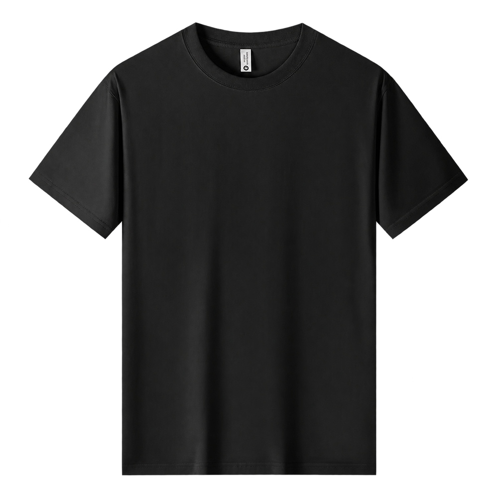 Relaxed Cotton Essential Tee in Black, transparent front product view