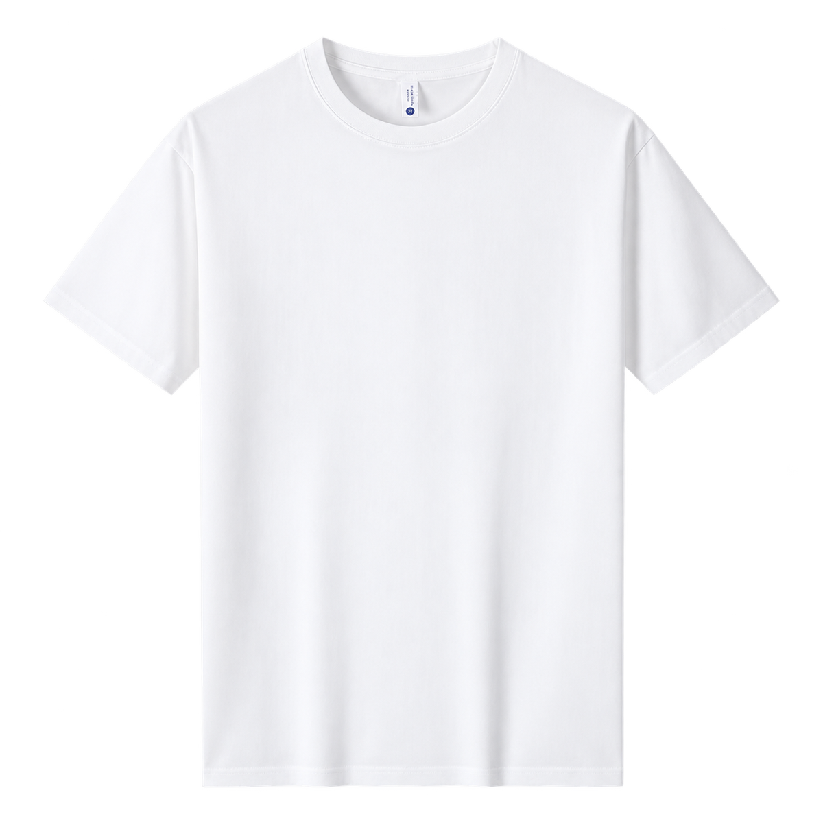 Relaxed Cotton Essential Tee in White with visible fabric depth, transparent front product view