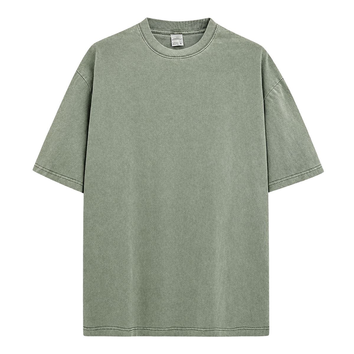 Vintage Wash Essential Tee in Army Green, transparent front product view