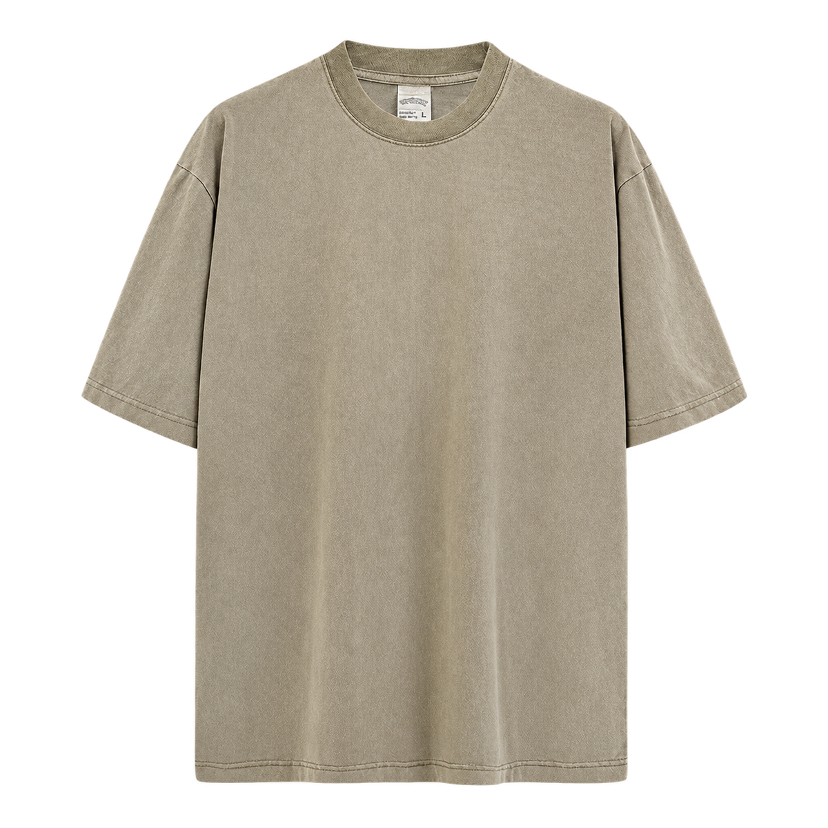 Vintage Wash Essential Tee in Khaki, transparent front product view