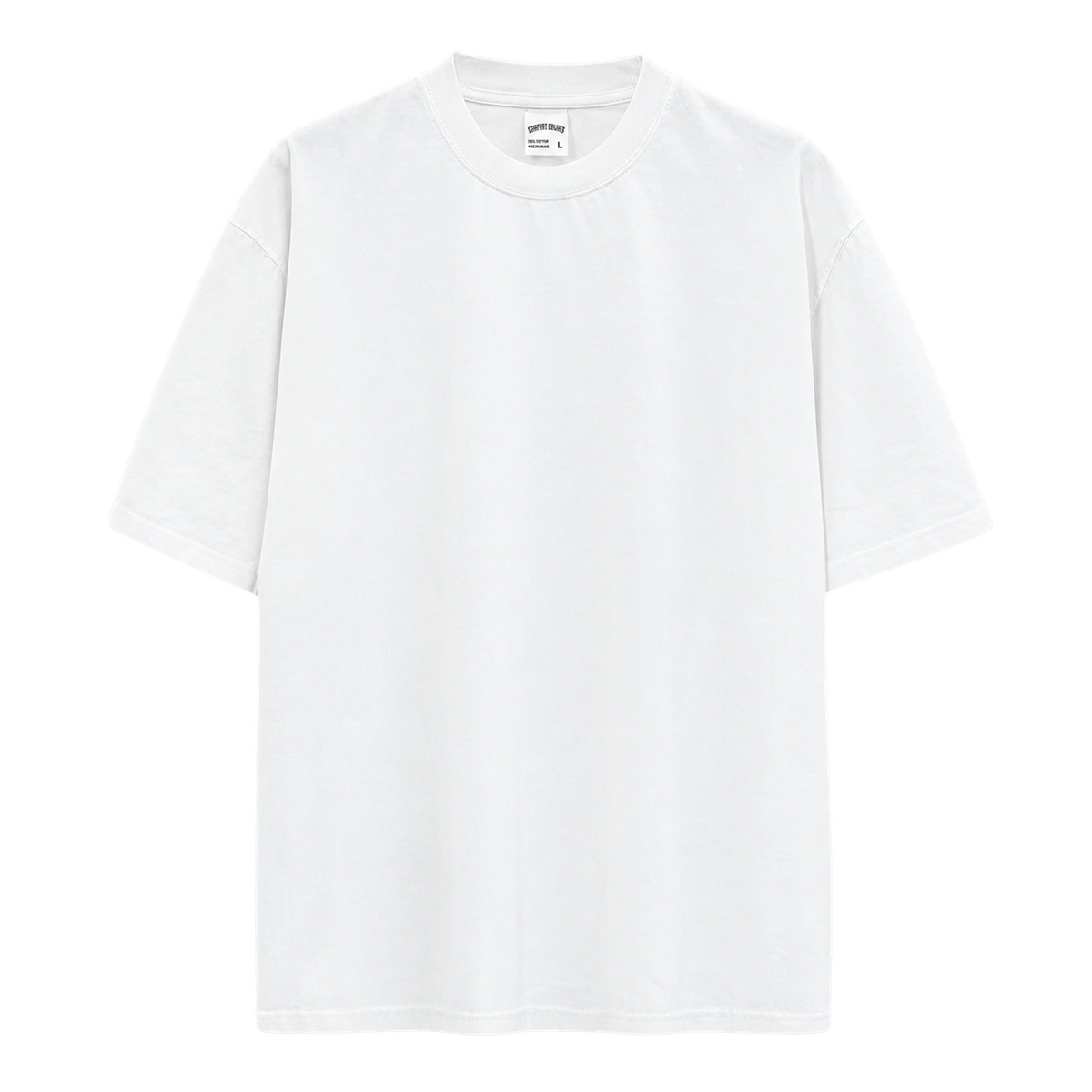Vintage Wash Essential Tee in White with visible fabric depth, transparent front product view
