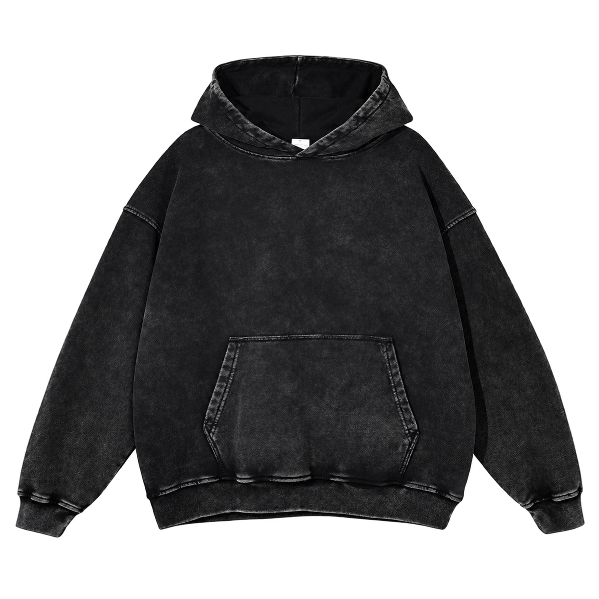 Vintage Wash Pullover Hoodie in Black, transparent front product view