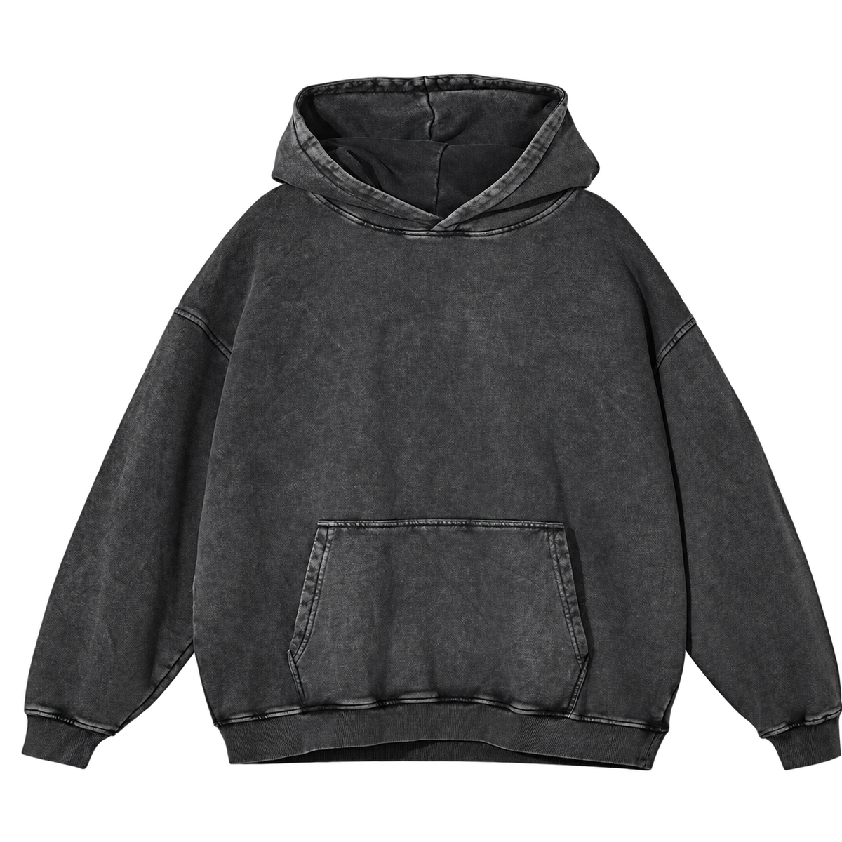 Vintage Wash Pullover Hoodie in Charcoal, transparent front product view