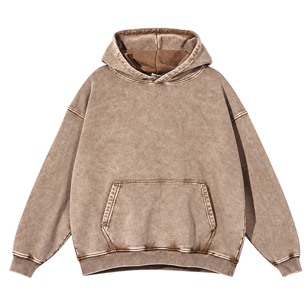 Vintage Wash Pullover Hoodie in Sand, transparent front product view