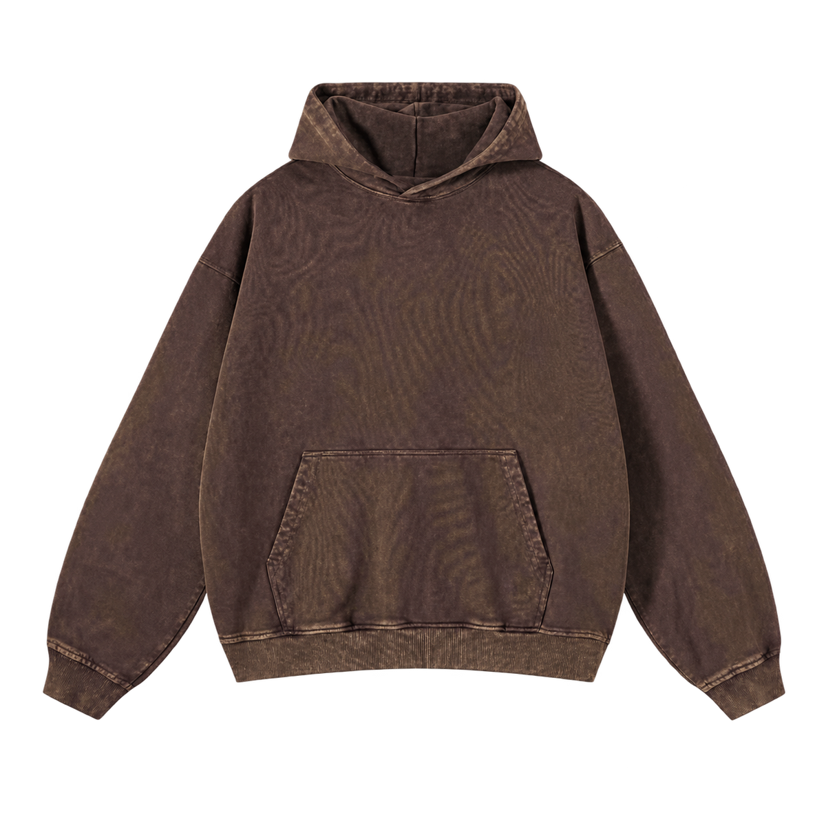 Vintage Wash Pullover Hoodie in Washed Brown, transparent front product view