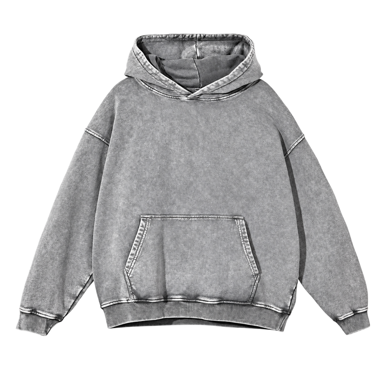 Vintage Wash Pullover Hoodie in Washed Gray, transparent front product view
